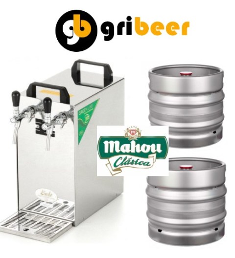 Alquiler de grifo doble con 2 barriles de 30 Litros de Mahou Clásica