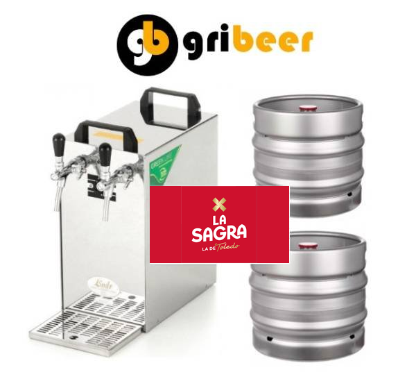 Alquiler de grifo doble con 2 barriles de 30 Litros de la Sagra Lager